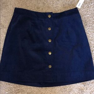 Navy corduroy button down skirt